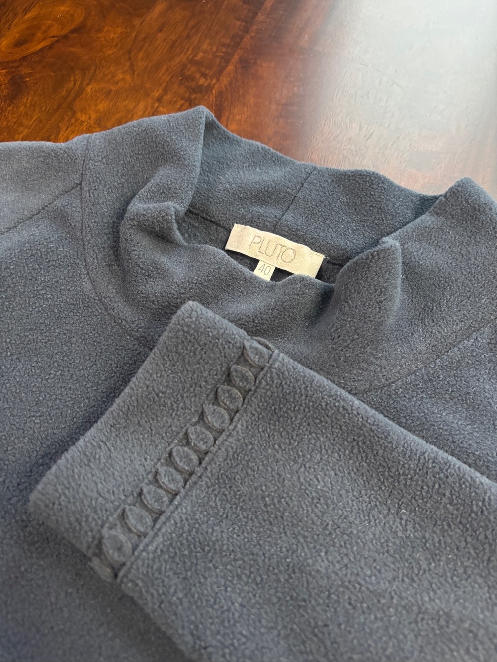 Pluto of Belgium Luxury Fleece Top 40 M Blue Mock Neck Loungewear Viscose Blend